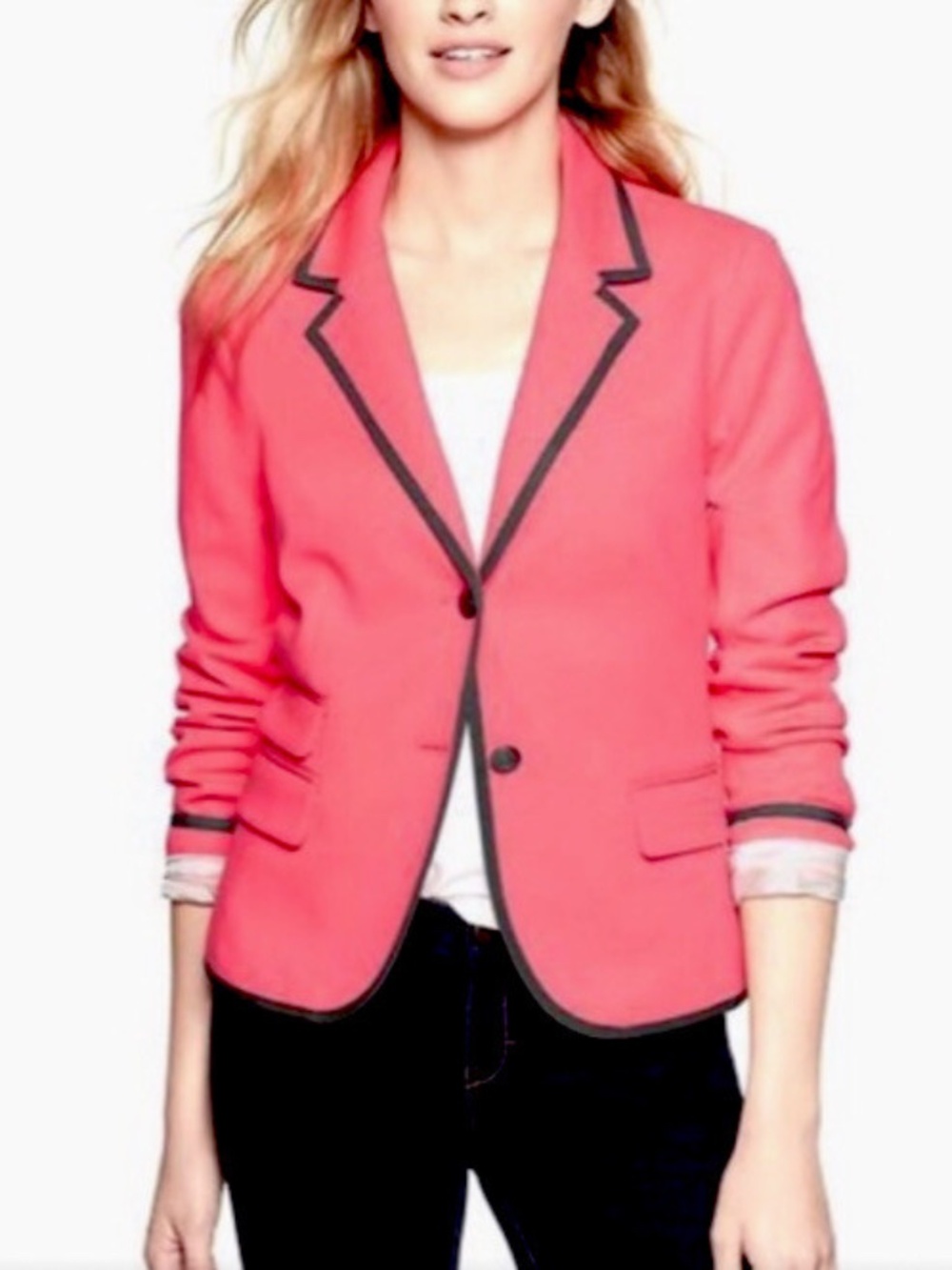 Gap Academy Neon Pink Gray Trim Blazer Jacket - size 6